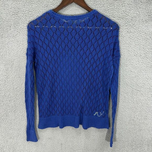 Tommy Bahama sweater womens XS blue open knit linen blend long sleeve pullover - Picture 6 of 6